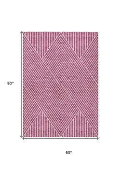 5' X 8' Blush And Ivory Geometric Washable Indoor Outdoor Area Rug