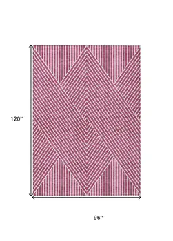 8' X 10' Blush And Ivory Geometric Washable Indoor Outdoor Area Rug