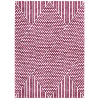 10' X 14' Blush And Ivory Geometric Washable Indoor Outdoor Area Rug