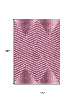 10' X 14' Blush And Ivory Geometric Washable Indoor Outdoor Area Rug