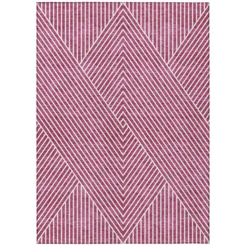 10' X 14' Blush And Ivory Geometric Washable Indoor Outdoor Area Rug