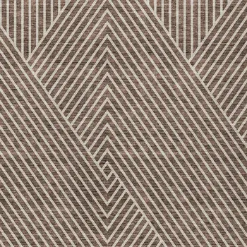 5' X 8' Brown And Ivory Geometric Washable Indoor Outdoor Area Rug