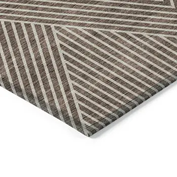8' X 10' Brown And Ivory Geometric Washable Indoor Outdoor Area Rug