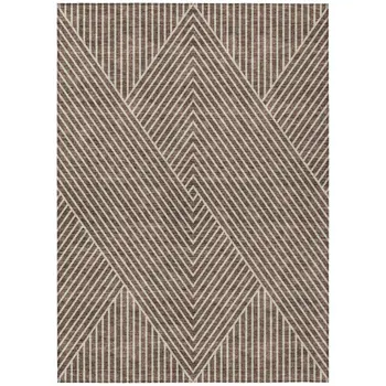 10' X 14' Brown And Ivory Geometric Washable Indoor Outdoor Area Rug