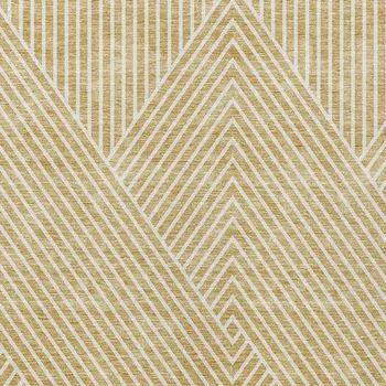 5' X 8' Gold And Ivory Geometric Washable Indoor Outdoor Area Rug