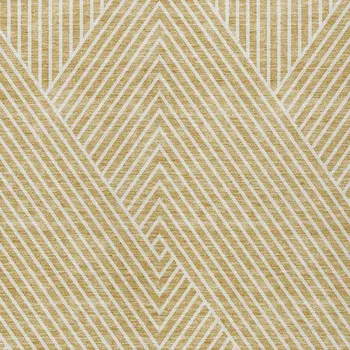 10' X 14' Gold And Ivory Geometric Washable Indoor Outdoor Area Rug