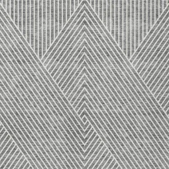 3' X 5' Gray And Ivory Geometric Washable Indoor Outdoor Area Rug