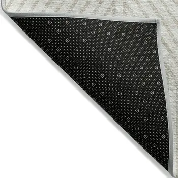 8' Ivory And Pale Beige Round Geometric Washable Indoor Outdoor Area Rug