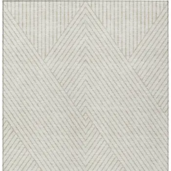 8' X 10' Ivory And Pale Beige Geometric Washable Indoor Outdoor Area Rug