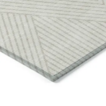 10' X 14' Ivory And Pale Beige Geometric Washable Indoor Outdoor Area Rug
