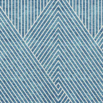 5' X 8' Teal Blue And Ivory Geometric Washable Indoor Outdoor Area Rug