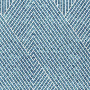 8' X 10' Teal Blue And Ivory Geometric Washable Indoor Outdoor Area Rug