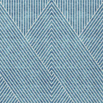 9' X 12' Teal Blue And Ivory Geometric Washable Indoor Outdoor Area Rug