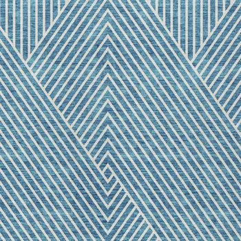 10' X 14' Teal Blue And Ivory Geometric Washable Indoor Outdoor Area Rug