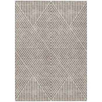 5' X 8' Taupe And Ivory Geometric Washable Indoor Outdoor Area Rug