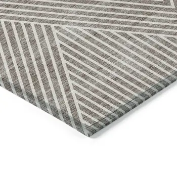 8' X 10' Taupe And Ivory Geometric Washable Indoor Outdoor Area Rug