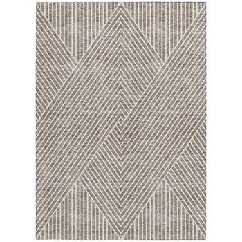 8' X 10' Taupe And Ivory Geometric Washable Indoor Outdoor Area Rug
