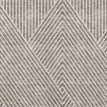 9' X 12' Taupe And Ivory Geometric Washable Indoor Outdoor Area Rug