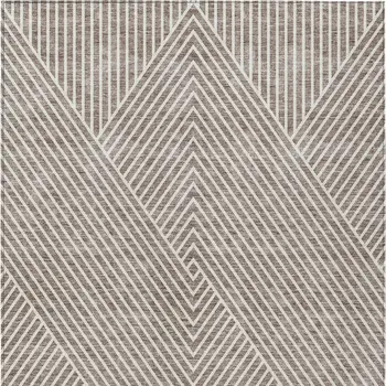 10' X 14' Taupe And Ivory Geometric Washable Indoor Outdoor Area Rug