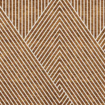 5' X 8' Terra Cotta And Ivory Geometric Washable Indoor Outdoor Area Rug
