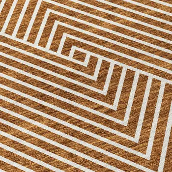5' X 8' Terra Cotta And Ivory Geometric Washable Indoor Outdoor Area Rug