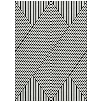 10' X 14' White And Black Geometric Washable Indoor Outdoor Area Rug