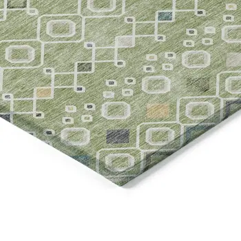 3' X 5' Sage Ivory And Teal Blue Southwestern Washable Indoor Outdoor Area Rug