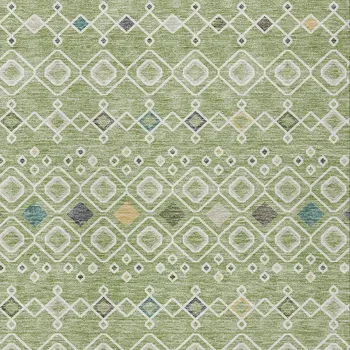 5' X 8' Sage Ivory And Teal Blue Geometric Washable Indoor Outdoor Area Rug