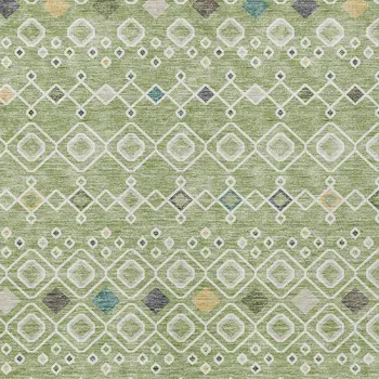 8' X 10' Sage Ivory And Teal Blue Geometric Washable Indoor Outdoor Area Rug
