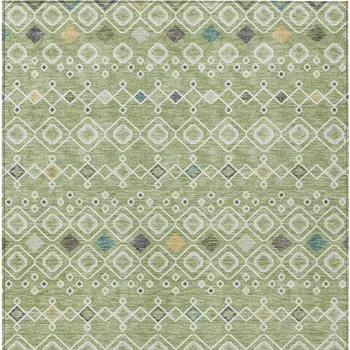 10' X 14' Sage Ivory And Teal Blue Geometric Washable Indoor Outdoor Area Rug