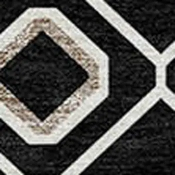 10' X 14' Black Ivory And Blue Geometric Washable Indoor Outdoor Area Rug