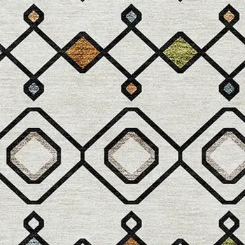 9' X 12' Ivory Red And Gray Geometric Washable Indoor Outdoor Area Rug