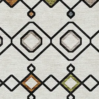 10' X 14' Ivory Red And Gray Geometric Washable Indoor Outdoor Area Rug