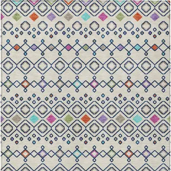 8' X 10' Linen Pink And Orange Geometric Washable Indoor Outdoor Area Rug