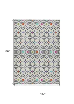 10' X 14' Linen Pink And Orange Geometric Washable Indoor Outdoor Area Rug