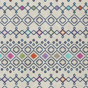 10' X 14' Linen Pink And Orange Geometric Washable Indoor Outdoor Area Rug