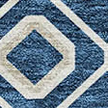 5' X 8' Navy Blue Ivory And Peach Geometric Washable Indoor Outdoor Area Rug