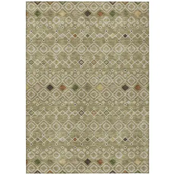 3' X 5' Sage Ivory And Beige Geometric Washable Indoor Outdoor Area Rug