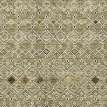 8' X 10' Sage Ivory And Beige Geometric Washable Indoor Outdoor Area Rug