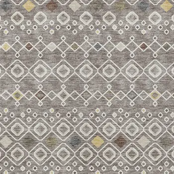3' X 5' Taupe Gray And Gold Geometric Washable Indoor Outdoor Area Rug