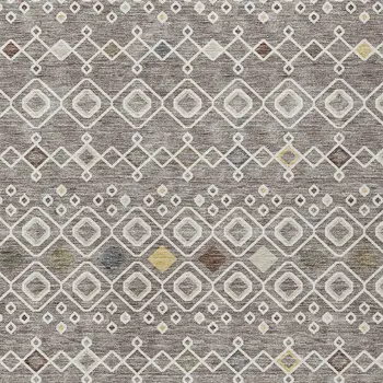 8' X 10' Taupe Gray And Gold Geometric Washable Indoor Outdoor Area Rug