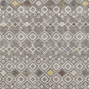 10' X 14' Taupe Gray And Gold Geometric Washable Indoor Outdoor Area Rug