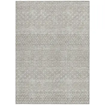 3' X 5' Beige And Ivory Chevron Washable Indoor Outdoor Area Rug