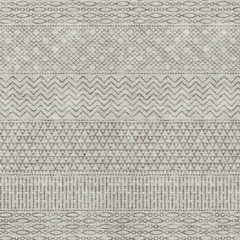 3' X 5' Beige And Ivory Chevron Washable Indoor Outdoor Area Rug