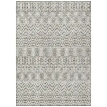 5' X 8' Beige And Ivory Chevron Washable Indoor Outdoor Area Rug
