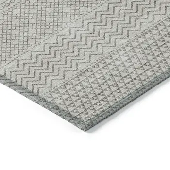 5' X 8' Beige And Ivory Chevron Washable Indoor Outdoor Area Rug