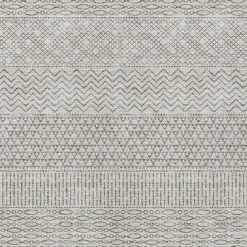 8' X 10' Beige And Ivory Chevron Washable Indoor Outdoor Area Rug