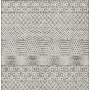 9' X 12' Beige And Ivory Chevron Washable Indoor Outdoor Area Rug
