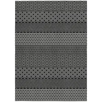 10' X 14' Black And Ivory Chevron Washable Indoor Outdoor Area Rug
