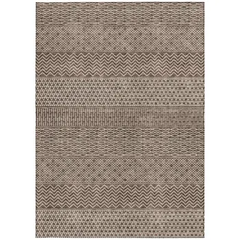 5' X 8' Brown And Ivory Chevron Washable Indoor Outdoor Area Rug